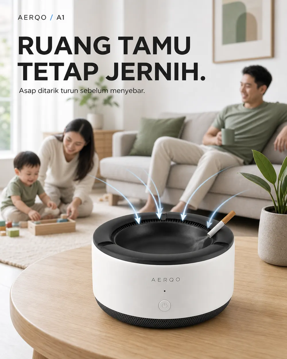 AERQO A1 di ruang tamu bersama keluarga