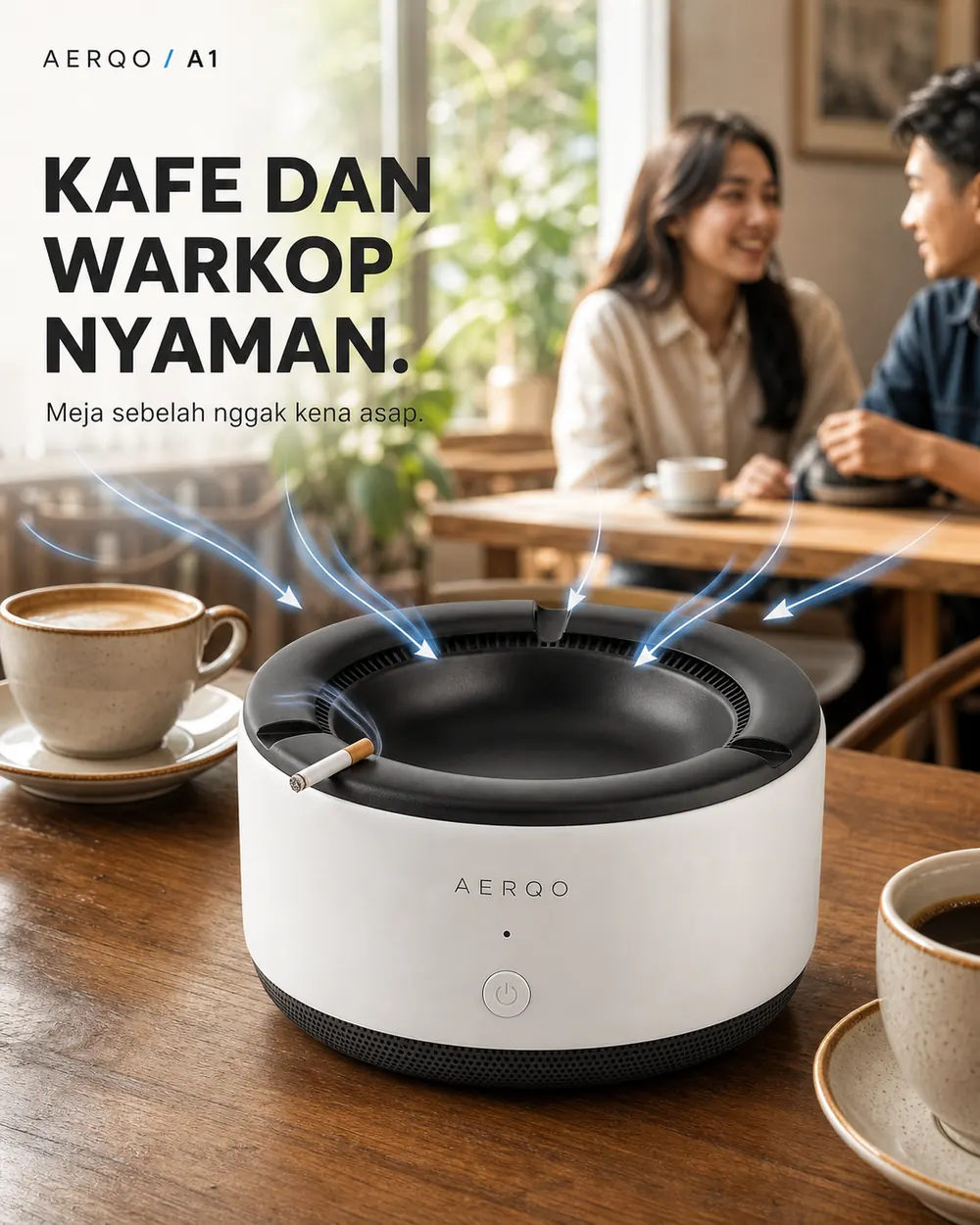 AERQO A1 di meja kafe